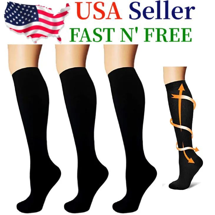 3 Pairs Compression Stockings for Women Men Best Support 15-20mmhg Medical Socks