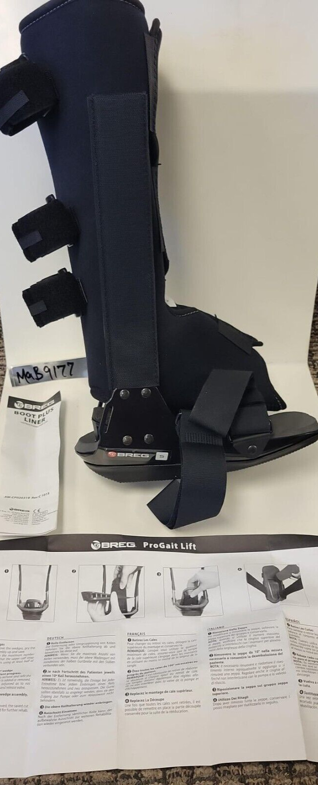 Breg Small Black Platform Boot Plus Liner Foot Brace MAB-9177