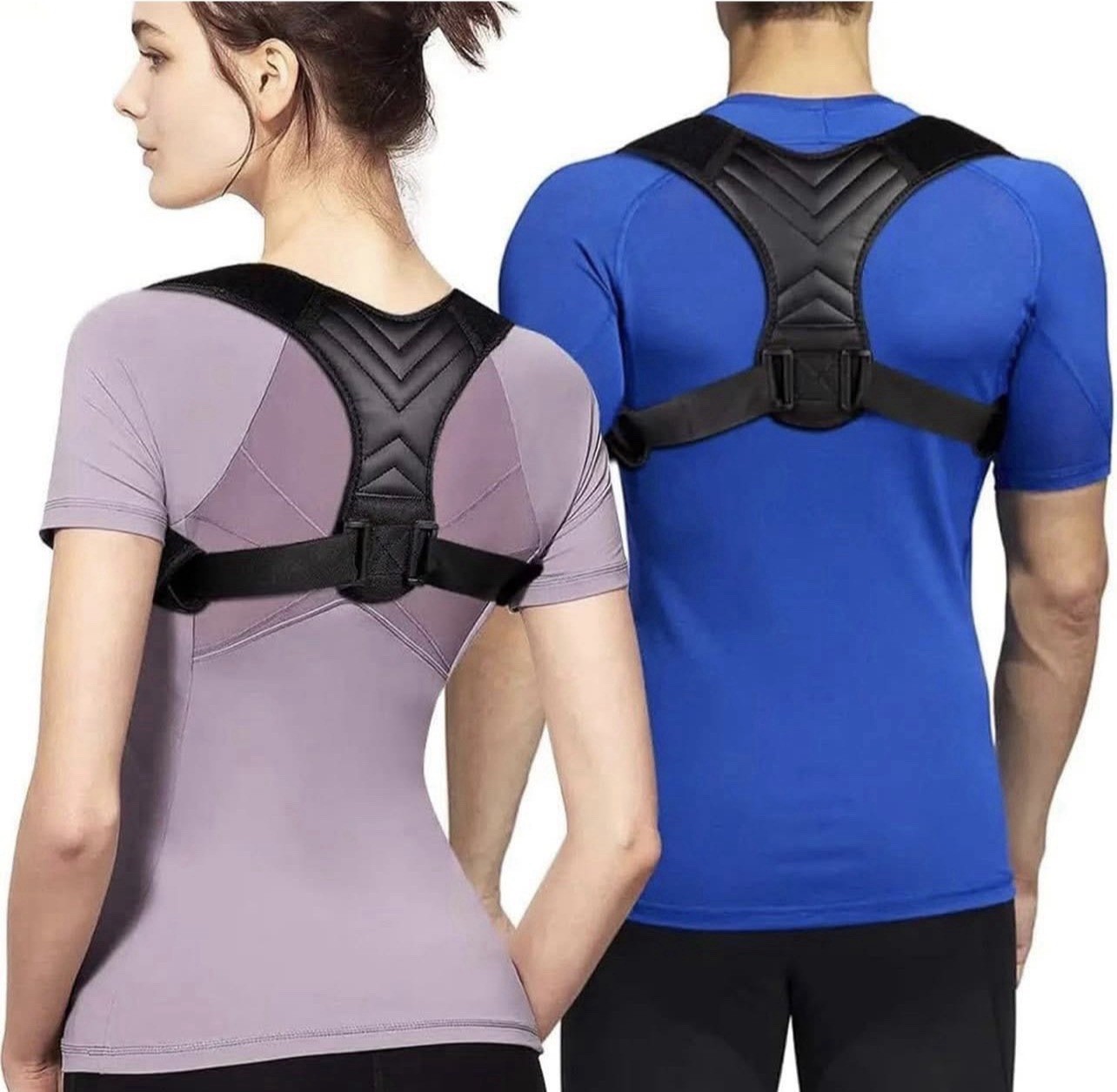 Adjustable Breathable Back Posture Corrector Brace, Nylon, Chest 27-46 in, Black