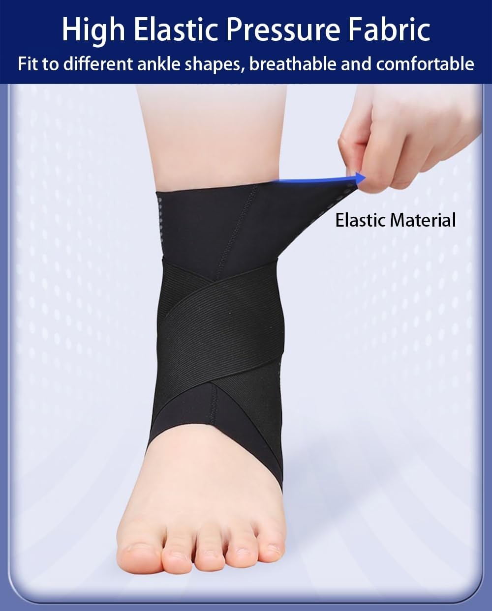 2 PCS Ankle Braces Women Men Compression Sleeve Plantar Fasciitis Black Medium