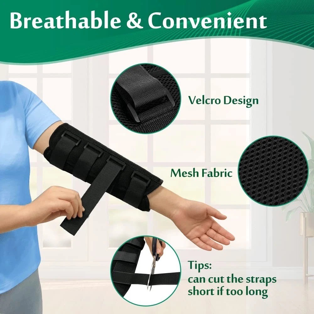 Mybow Elbow Brace, Cubital Tunnel Night Splint, Arm Large, Black (Large)