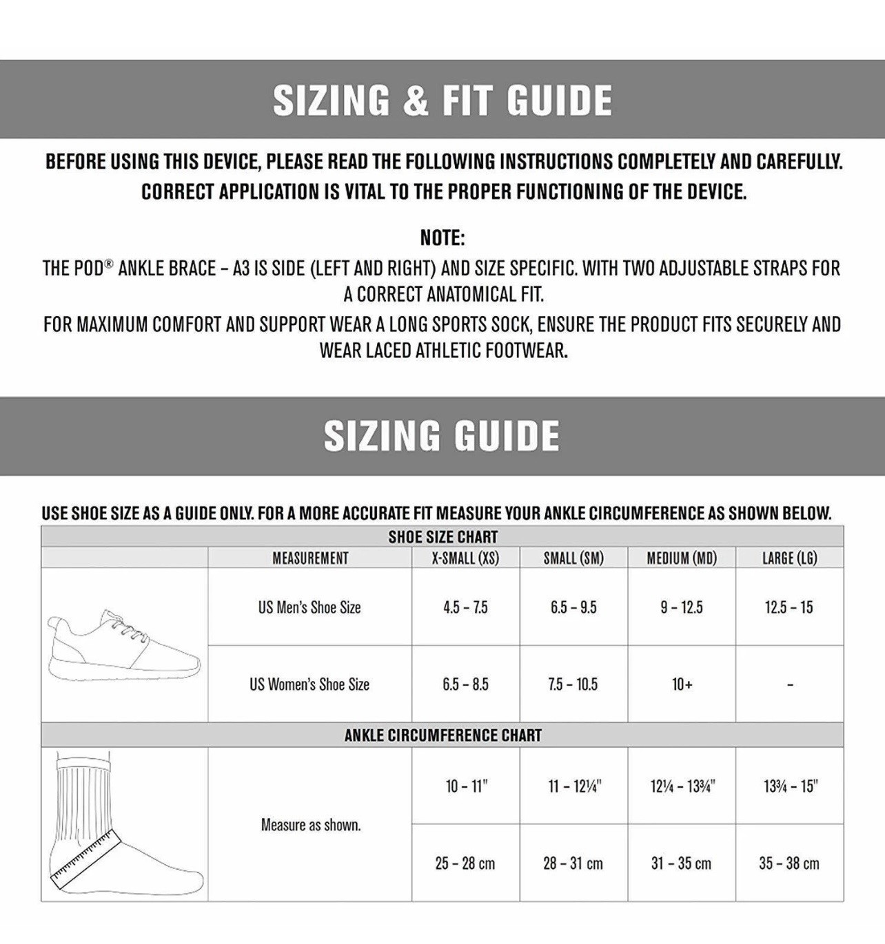 DonJoy Performance Pod Ankle Brace (Left/Large/Black) New