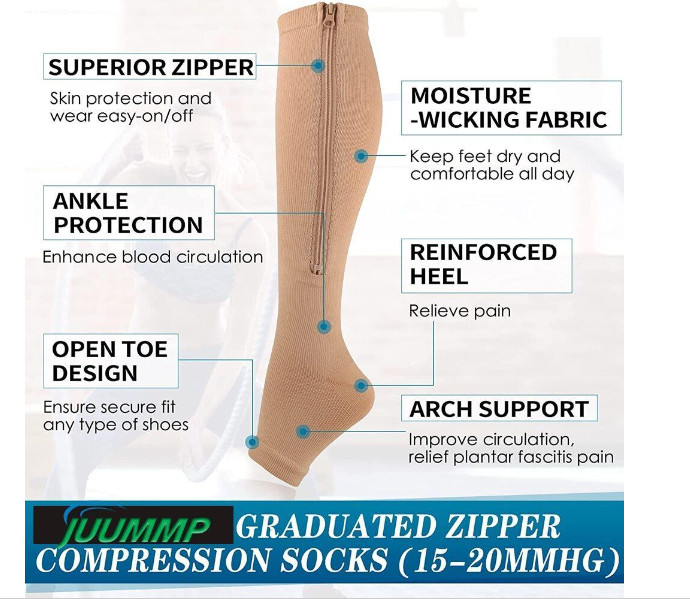 20-30 mmHg Men Women Compression Socks Knee High Support Aching Feet Swelling