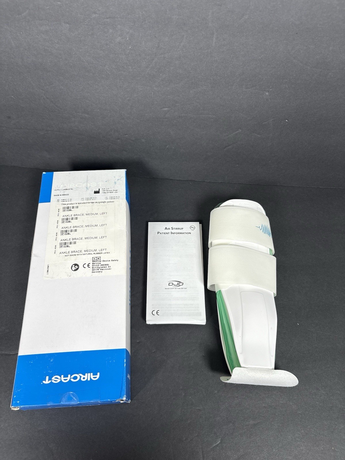 Aircast Air Stirrup Ankle Brace Medium Left 02BL w/ Box & Manual DJO Support
