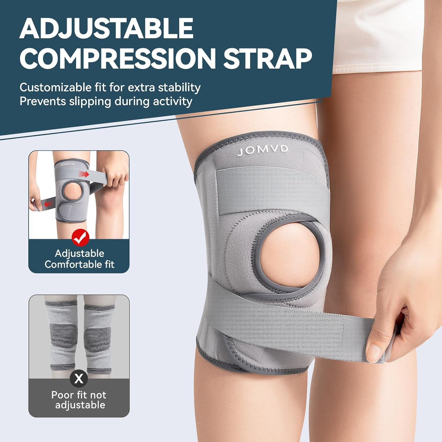 Knee Brace for Knee Pain Relief, Adjustable Knee Support with Side Stabilizers f