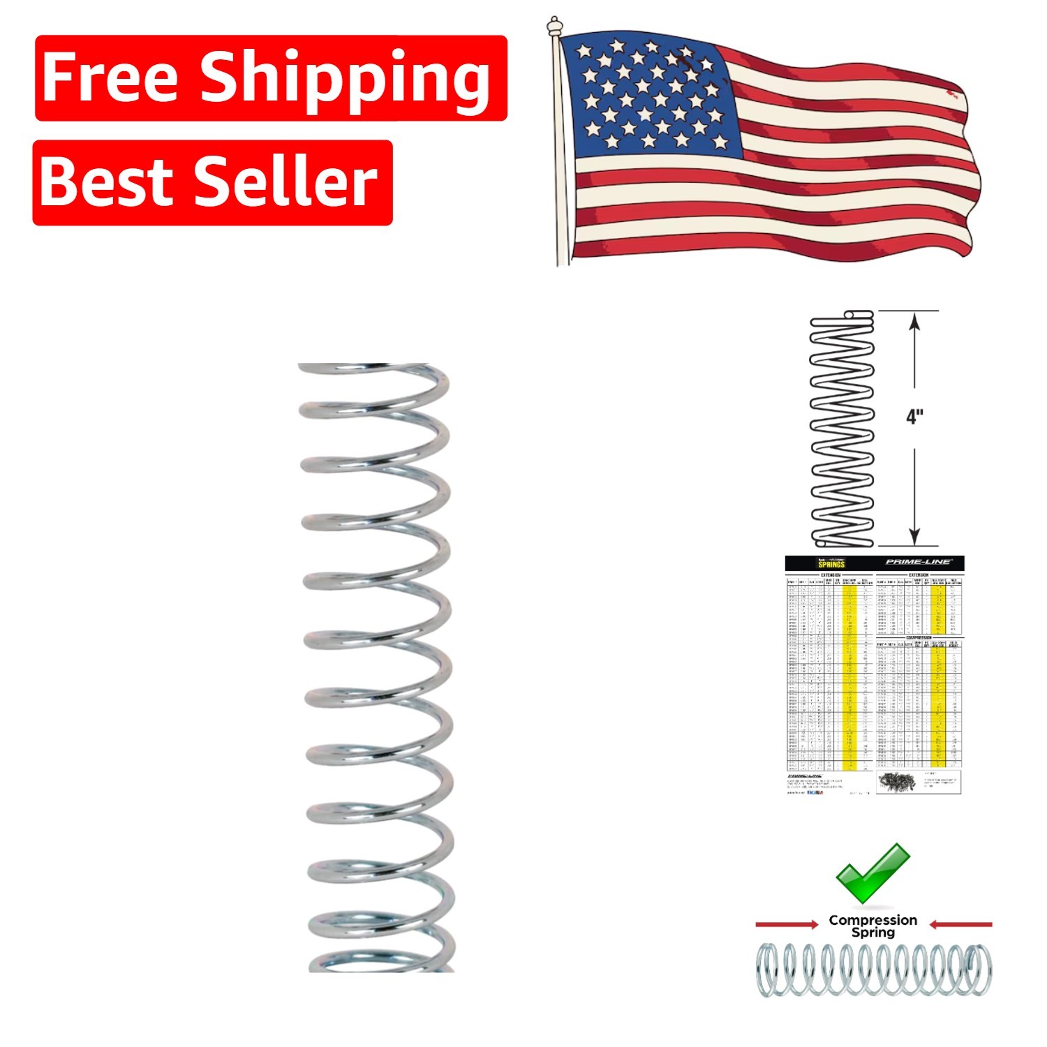 Versatile Compression Springs – Nickel-Plated, 0.080 GA, 7/8” x 4” (2 Pack)