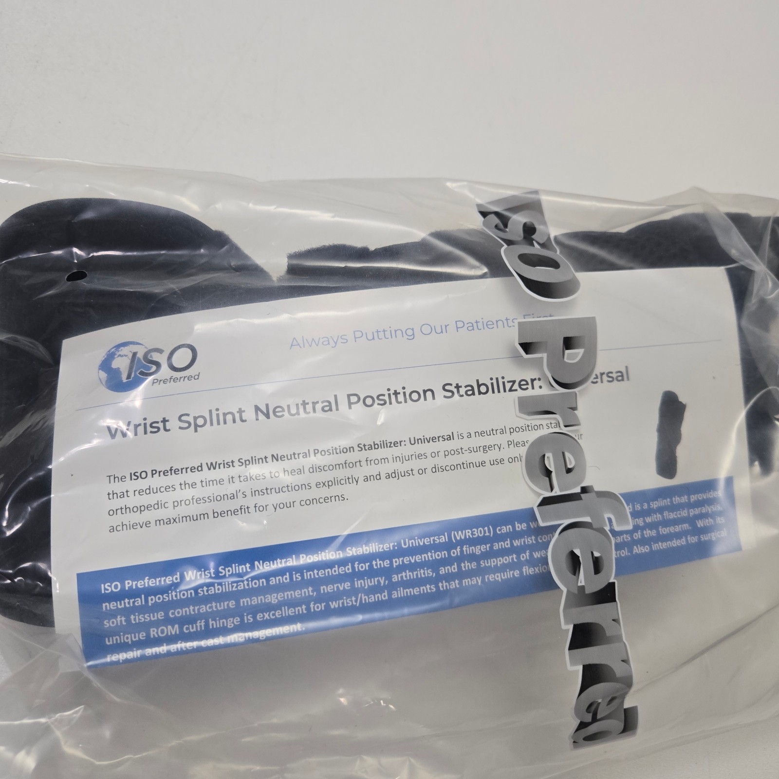 ISO-WR301 Preferred Wrist Splint Neutral Position Stabilizer Brace New In Bag