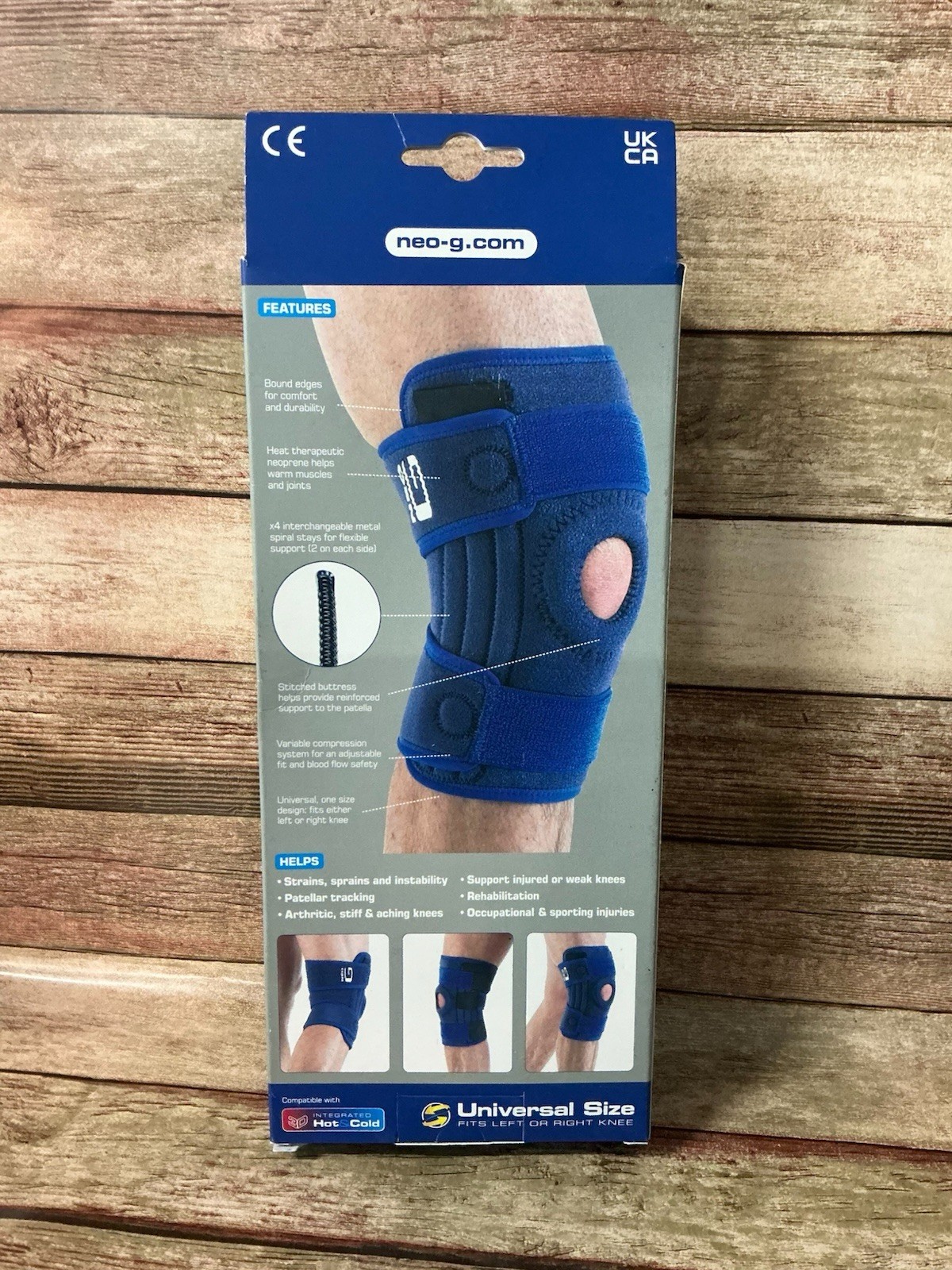 Neo G Stabilized Open Knee Support Brace Universal Size, Fits Either Knee NEW!