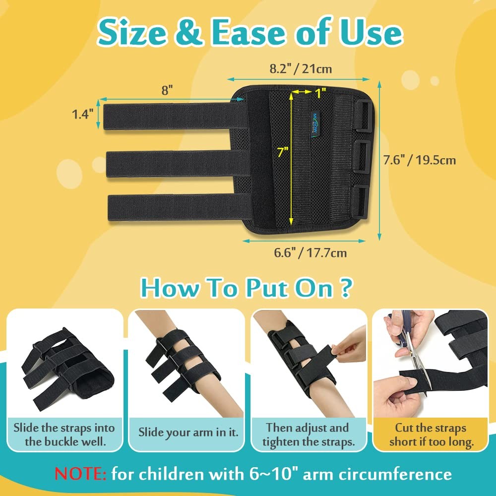 Mybow Pediatric Elbow Brace Splint Child Kids Arm Immobilizer Small, Black