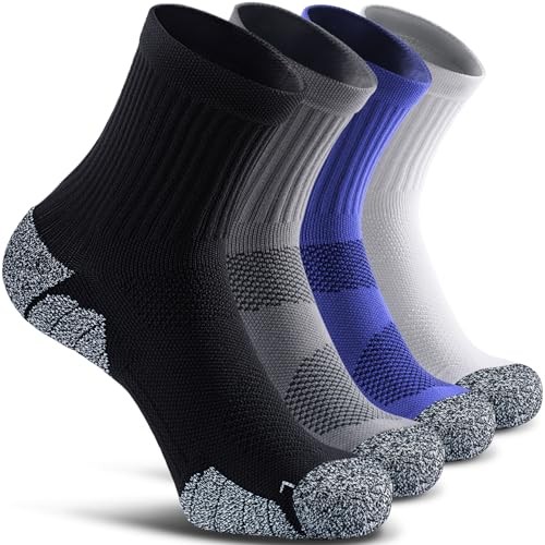 Cushioned Compression Sport Large 4-pairs (Black2,grey2,royal Blue2,white2)