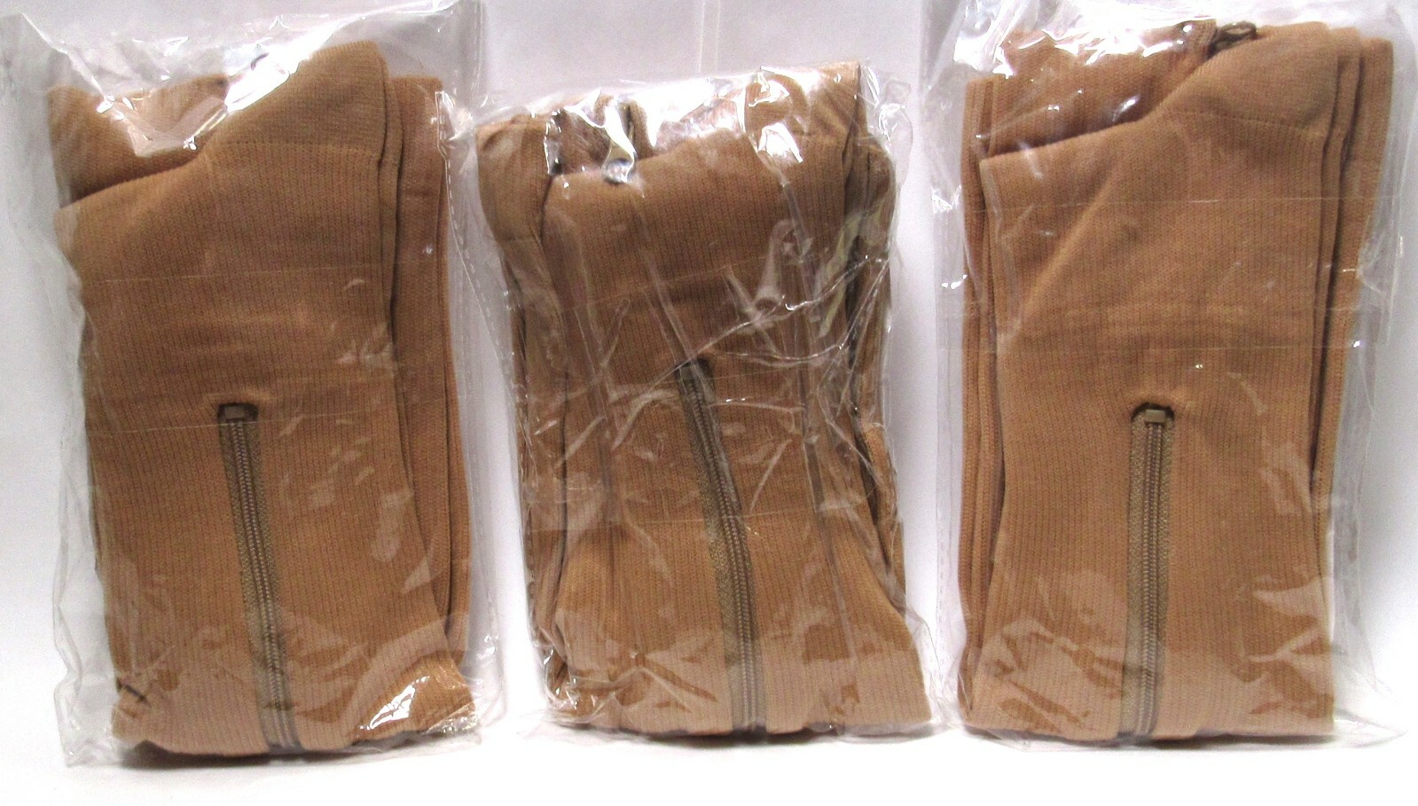 (3-Pack) PRESADEE Closed Toe 20-30 mmHg Zipper Compression Socks (Sz L/XL) Beige