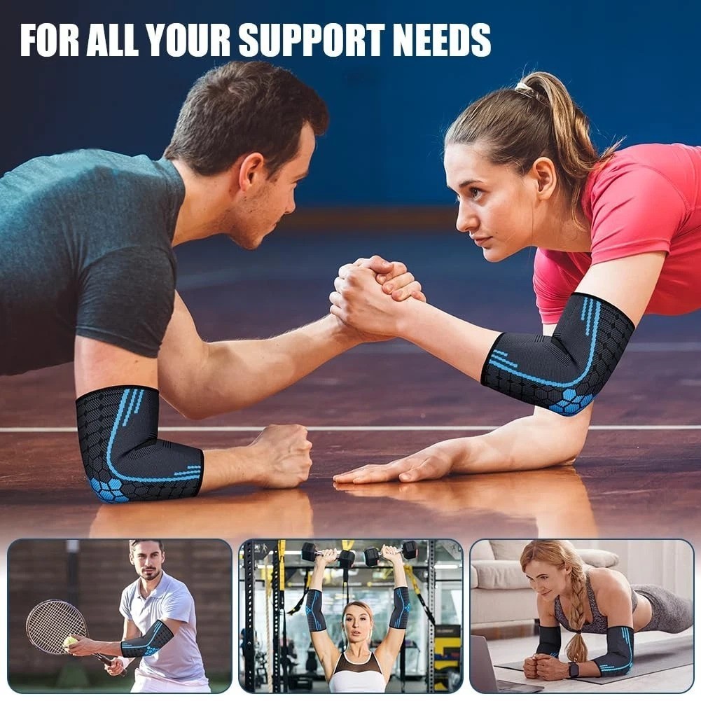 2 Pack Elbow Compression Sleeve Wraps Pads for Tendonitis Arthritis Bursitis
