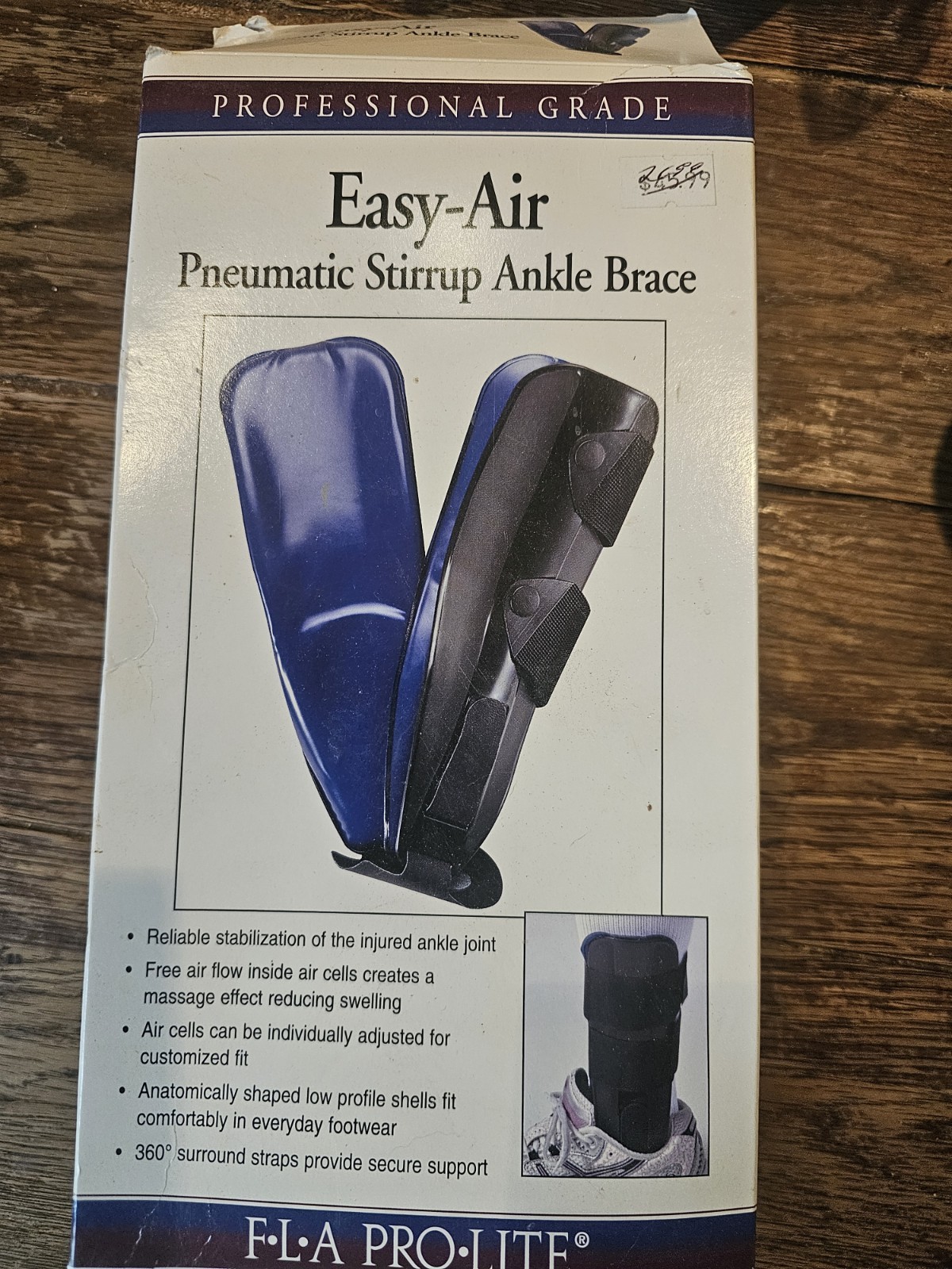 FLA Pro-Lite Easy-Air Pneumatic Stirrup Ankle Brace Standard Right Never Used
