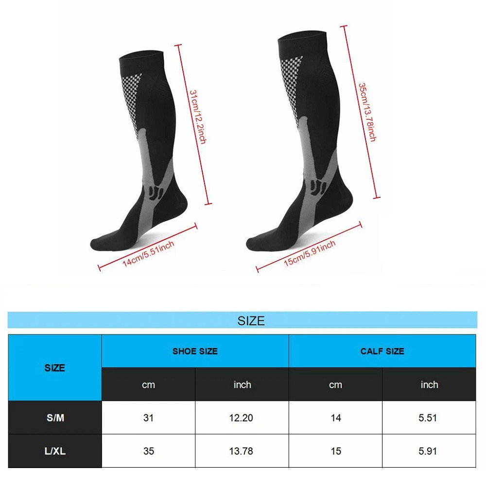 Compression Socks Stockings Knee High Women Men Sports 20-30 mmHG S/M-X/XL USA