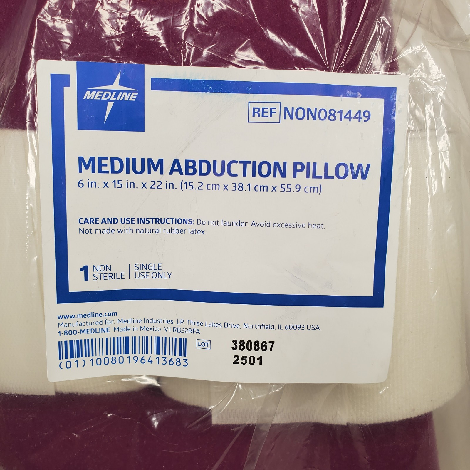 Medline Medium Abduction Pillow 6″ x 15″ x 22″ REF NON081449 Hip Recovery Foam