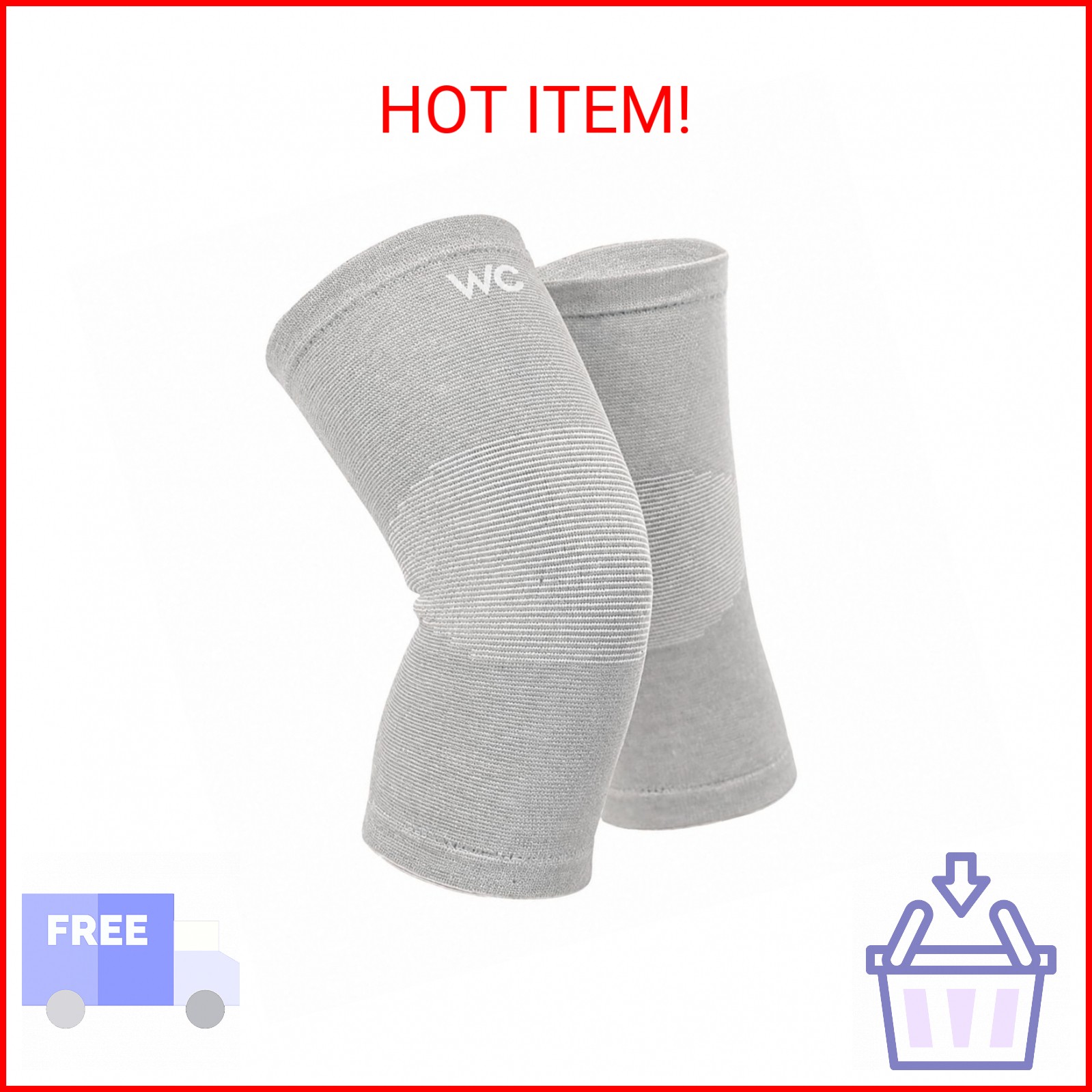 Wonder Care 2-Pack Bamboo Knee Compression Sleeve for Men and Women, Compression