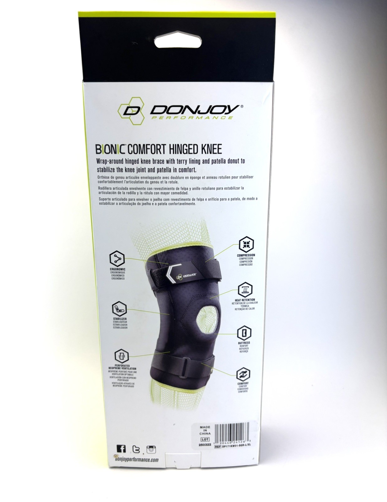 DonJoy Performance Bionic Comfort Hinged Knee Brace Support Size Large / XL