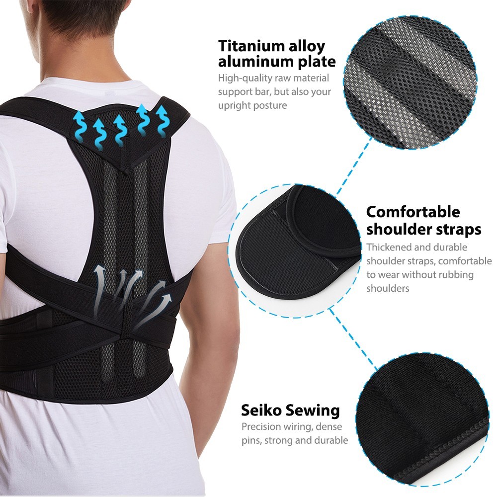 Adjustable Posture Corrector Low Back Support Shoulder Brace Belt for Men Women