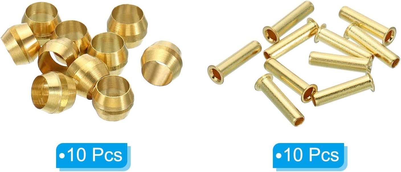 20-Piece 4mm Brass Compression Insert Fittings Set for Secure Pipe Connections