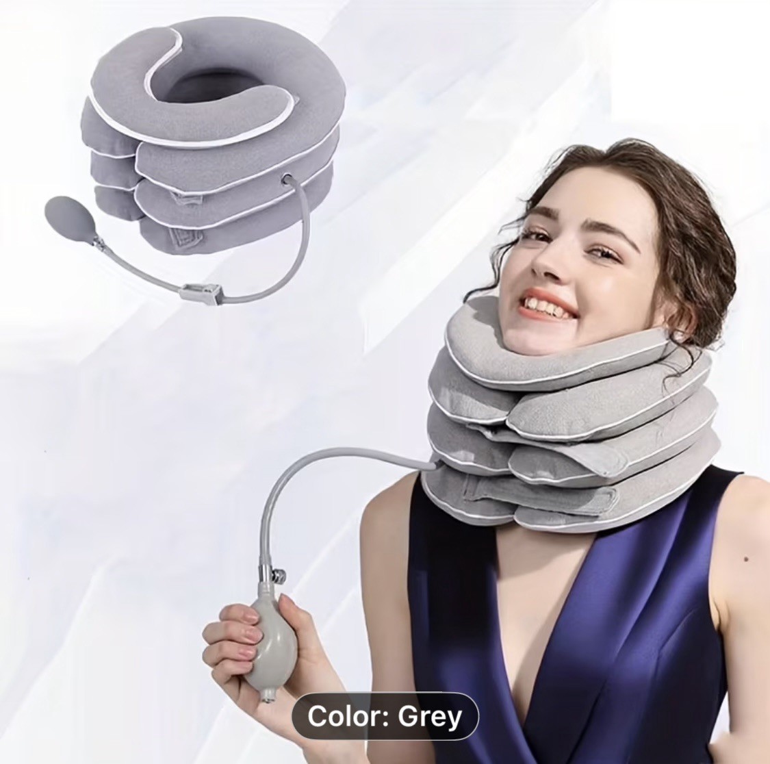 1pc -Grade Inflatable Neck Stretcher with 4-Level Adjustment & Cervical Brace