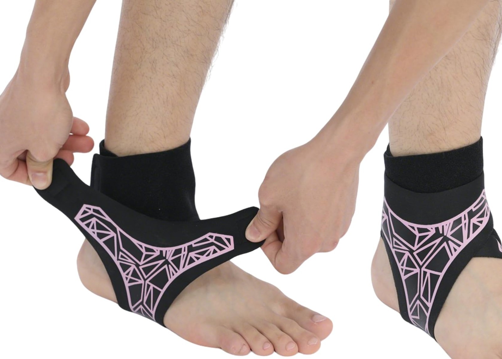 2 PCS Ankle Brace Elastic Supports Men Women Compression Sleeve Pink Size S/M