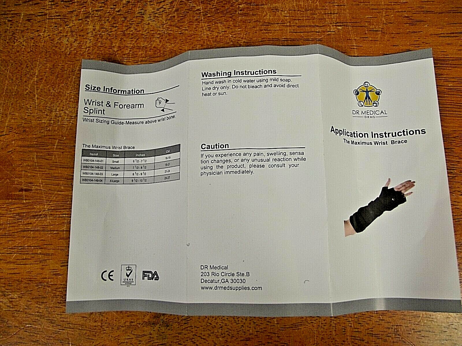 Wrist Brace by Dr. Medical DRMS Maximus LARGE Wrist Brace WB-0104-148-03 NEW L