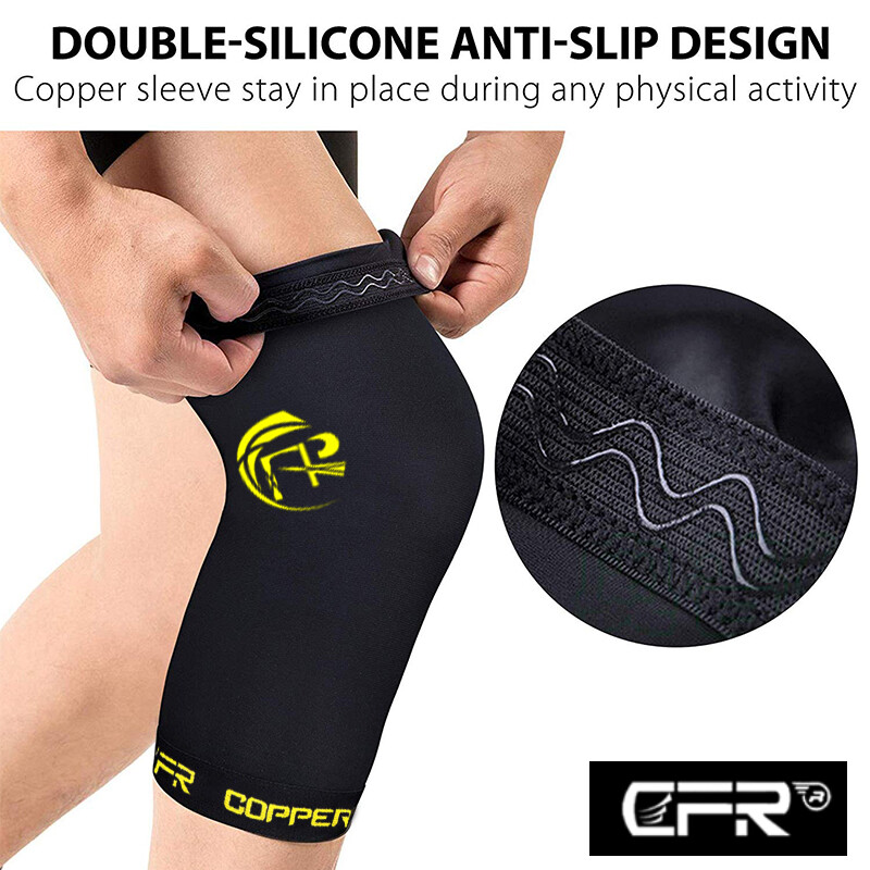 Copper Knee Sleeve Compression Brace Support Joint Pain Arthritis Relief S-2XL