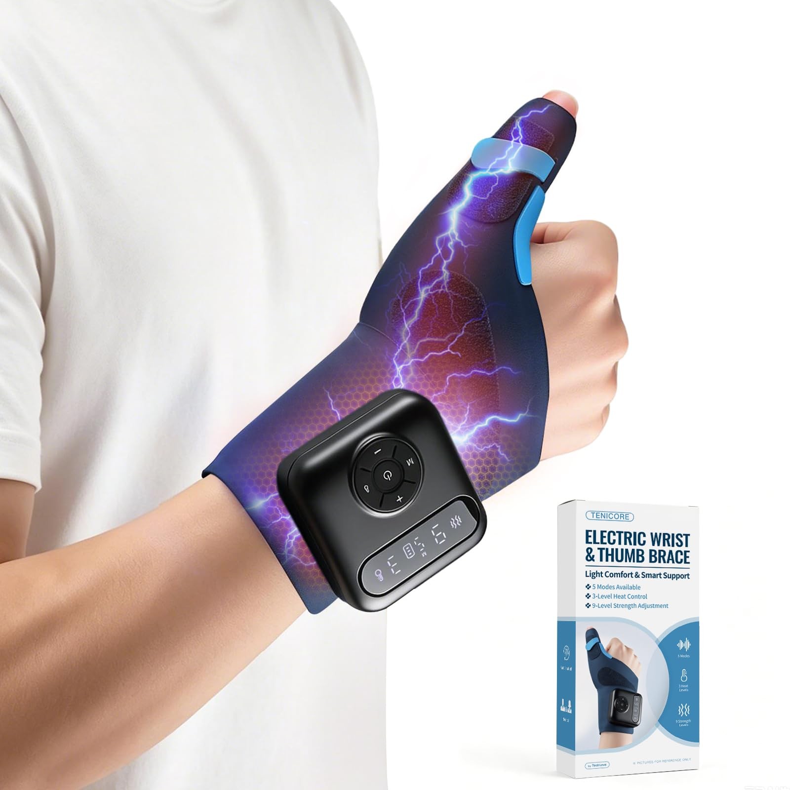 TENICORE Cordless Wrist & Thumb Supports Brace with Heat & Massage