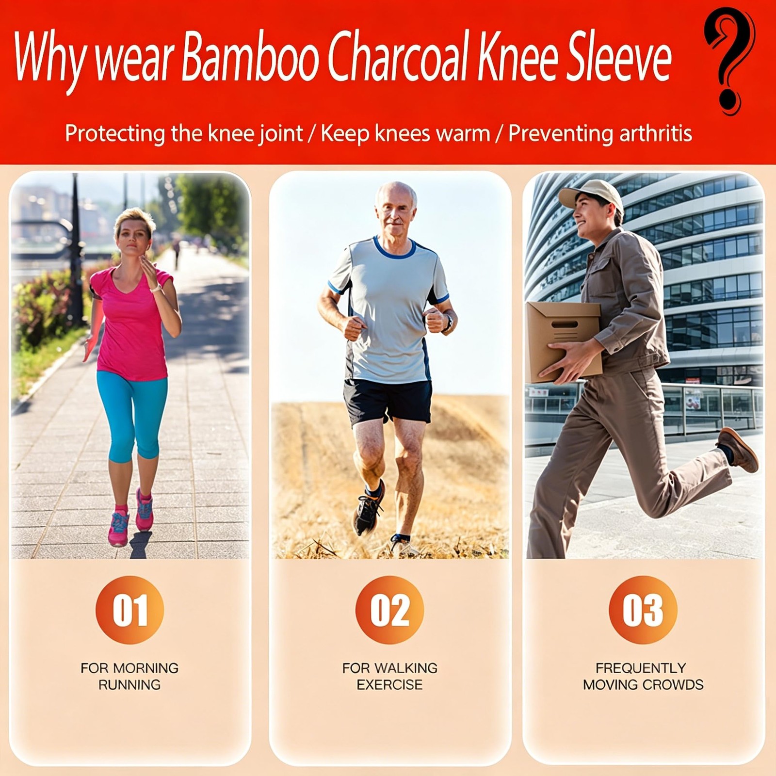 ANCEOMU Bamboo Charcoal Compression Knee Sleeve for Arthritis & X-Large, Gray