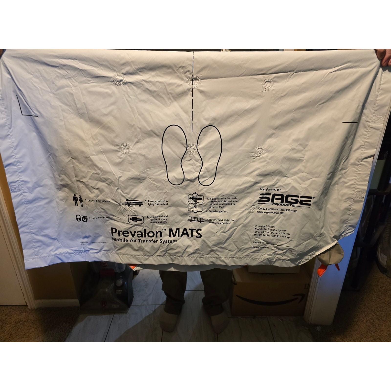 Sage Prevalon Inflatable Mat Mobile Air Transfer System 39″ X 81″ 1000 lb NWOB