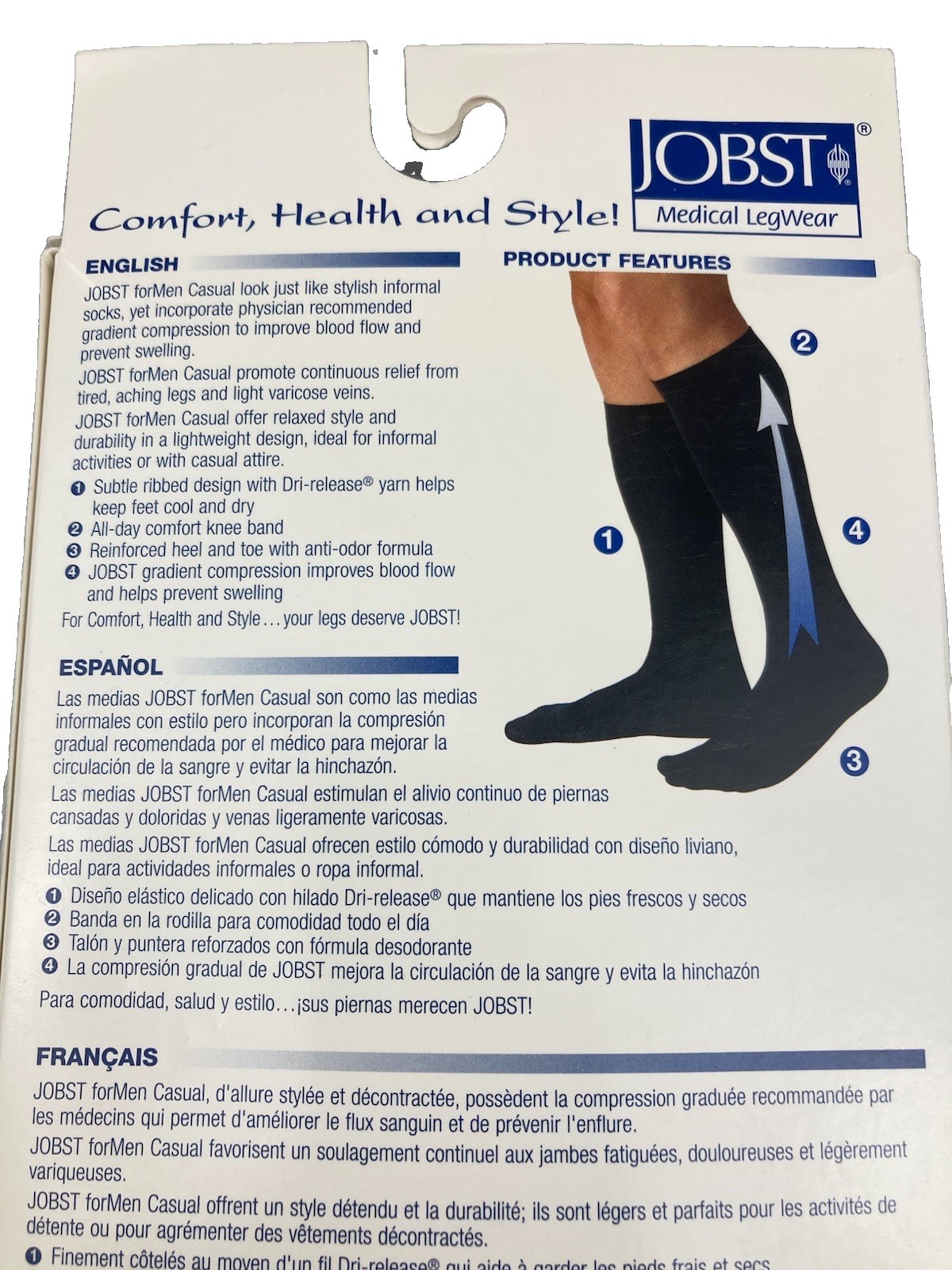 JOBST FOR MEN CASUAL COMPRESSION KNEE HIGH SOCKS 15-20 MMHG KHAKI SIZE M TALL