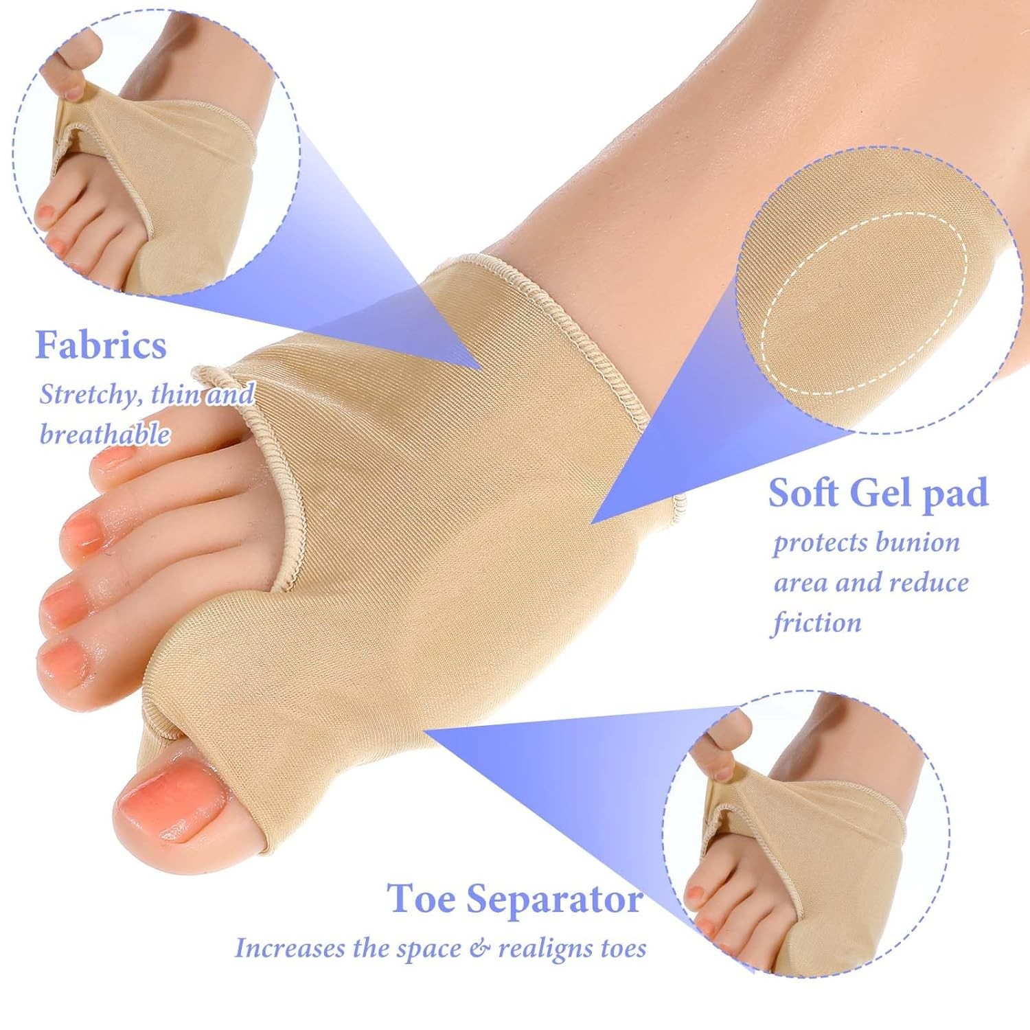 Bunion Corrector Relief Sleeve Toe Socks for Hallux Valgus Big Toe Separator Str