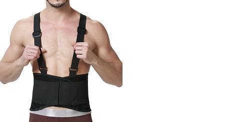 BLACK LUMBAR SACRAL BACK SUPPORT BELT BRACE 28 “- 33” + SM MED SMALL MEDIUM S/M