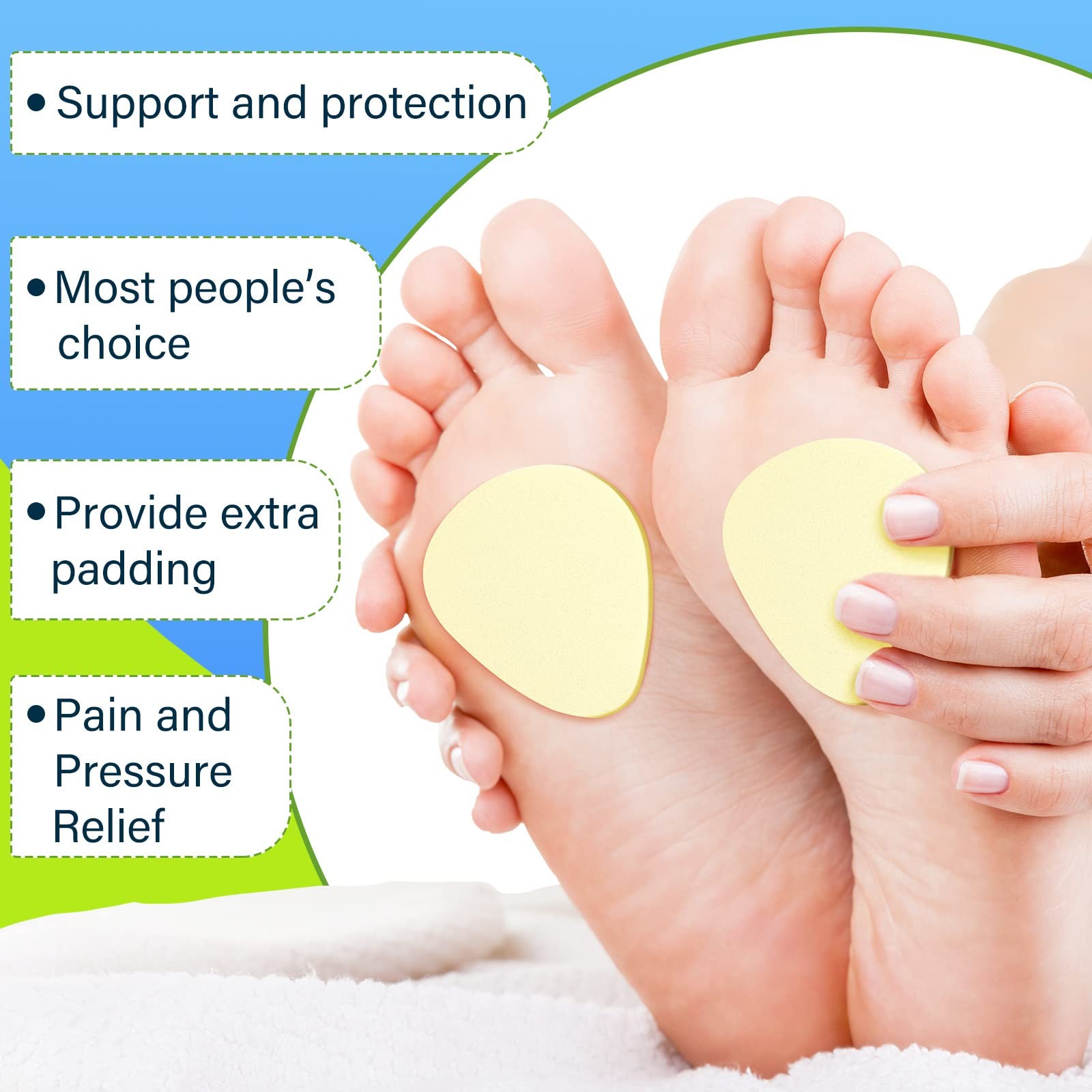 36 Pcs Metatarsal Foot Pads for Pain Relief 1/5 Inch 7 x 6 x 0.5 cm, Beige