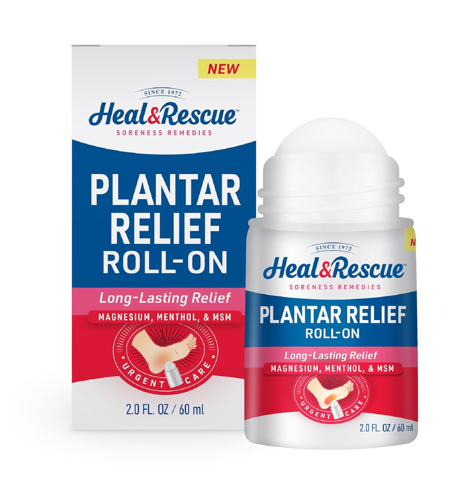Heal&Rescue Plantar Fasciitis Roll-On – Epsom Salt, MSM & Menthol for Sore Heel