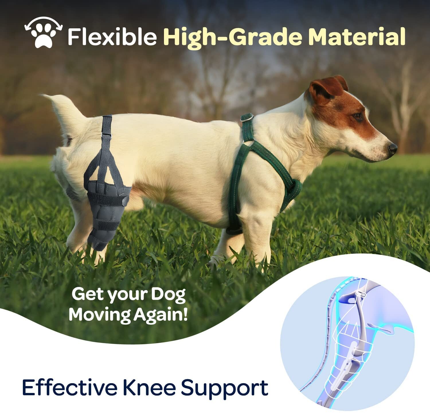 Labra Dog Canine K9 Knee Stifle Brace Wrap Metal Splint Hinged Flexible Support