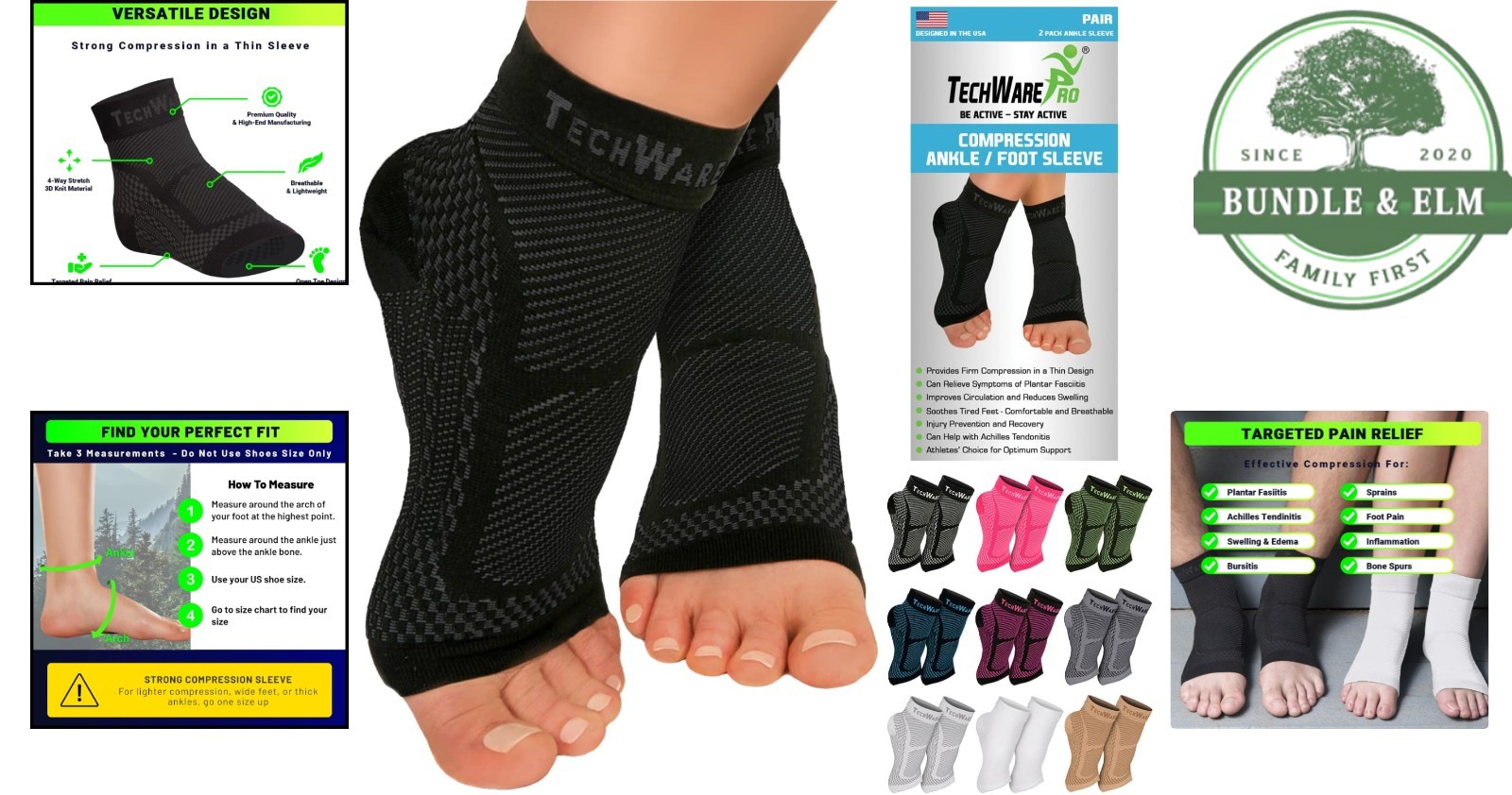 Ankle Brace Compression Sleeve for Plantar Fasciitis and Achilles Support