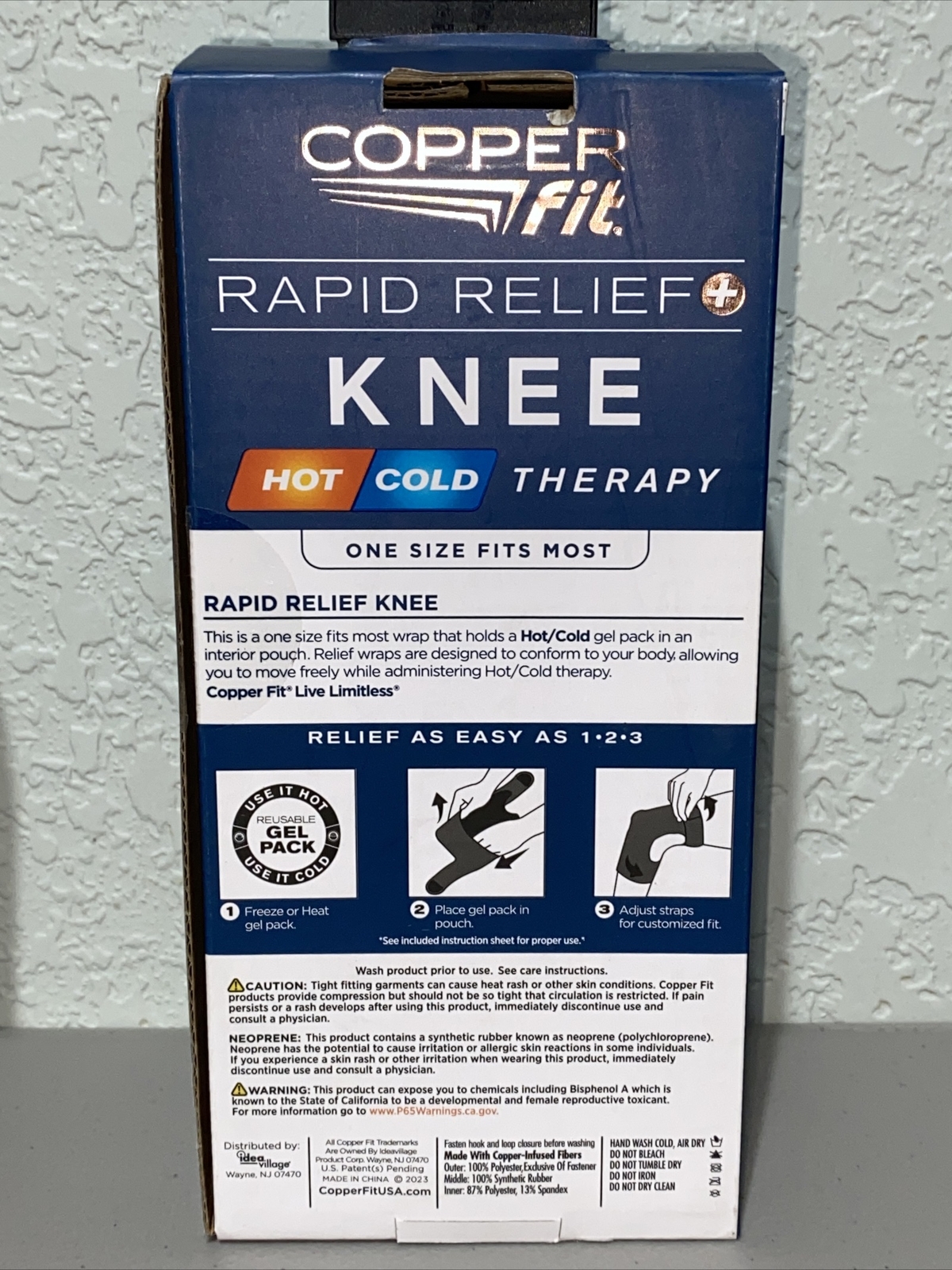Copper Fit Infused Rapid Relief Adjustable Knee Wrap Hot Cold Therapy Gel Pack