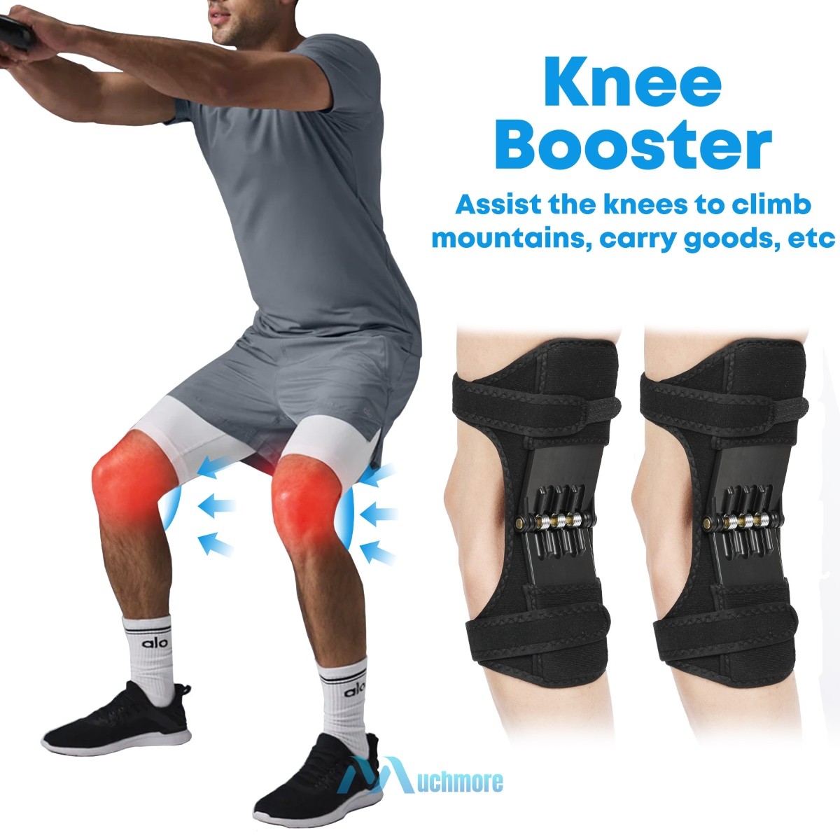 Knee Pad Booster Power Lift Spring Knees Brace Joint Support Sports Protection