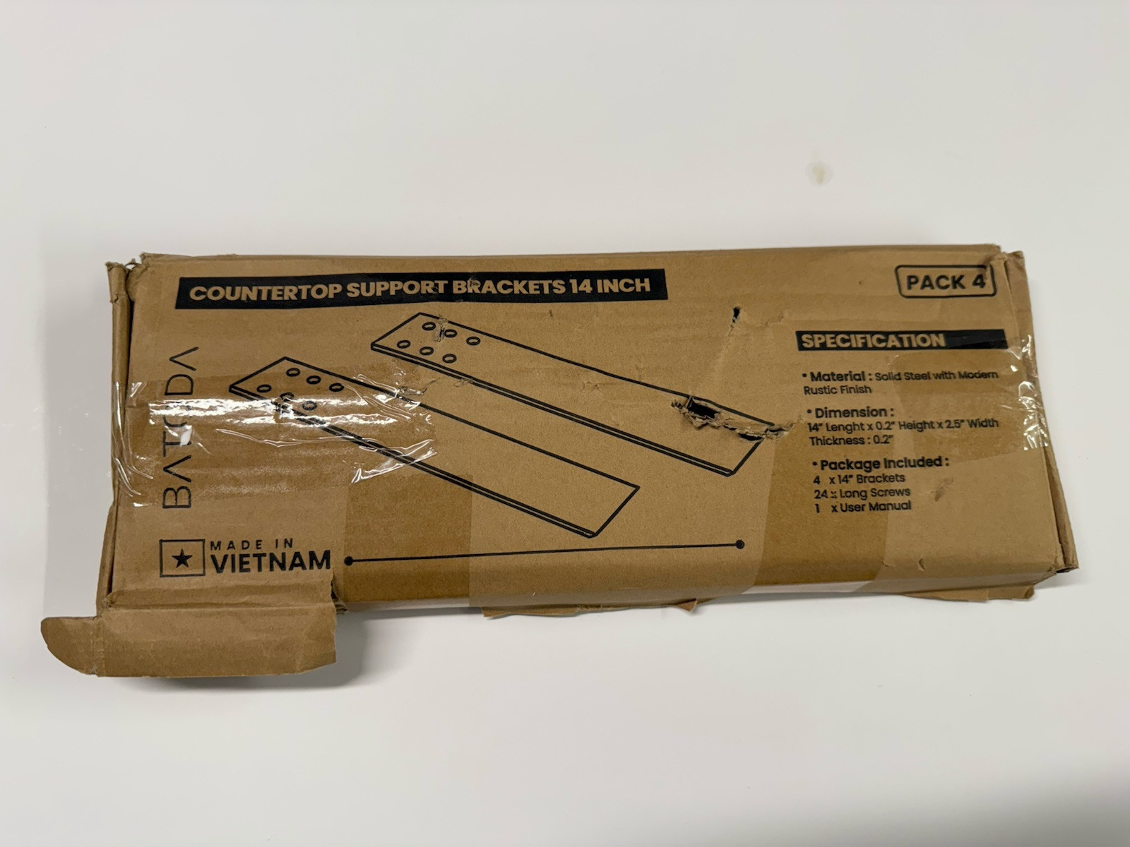 Countertop Support Bracket 4 Pack 14″ X2.5″ Knee Wall Support Bracket Hardware