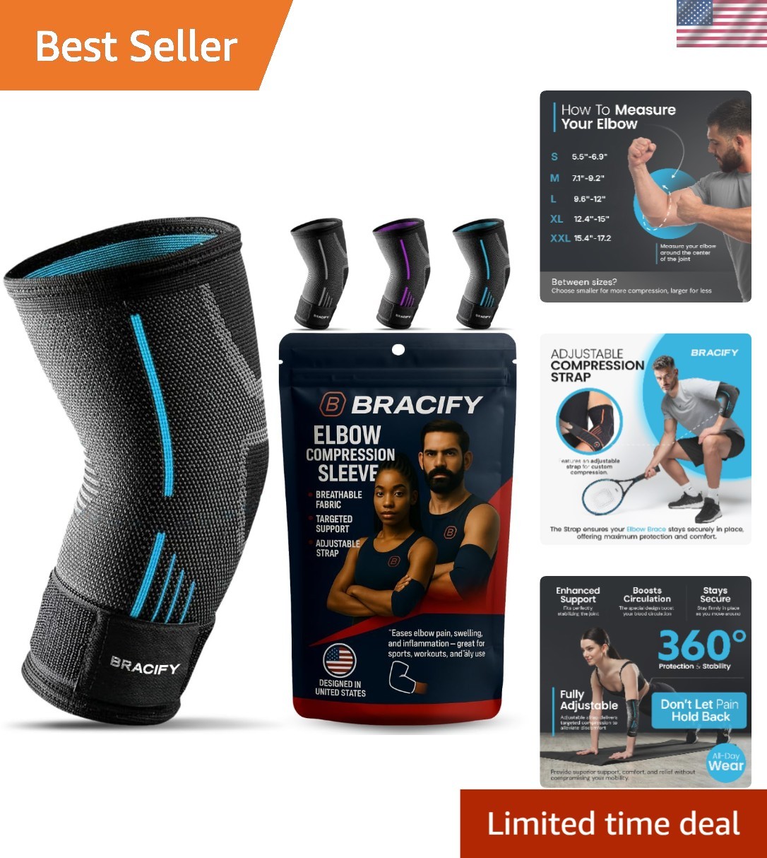Versatile Elbow Compression Sleeve – Adjustable & Non-Slip for Active Lifestyles