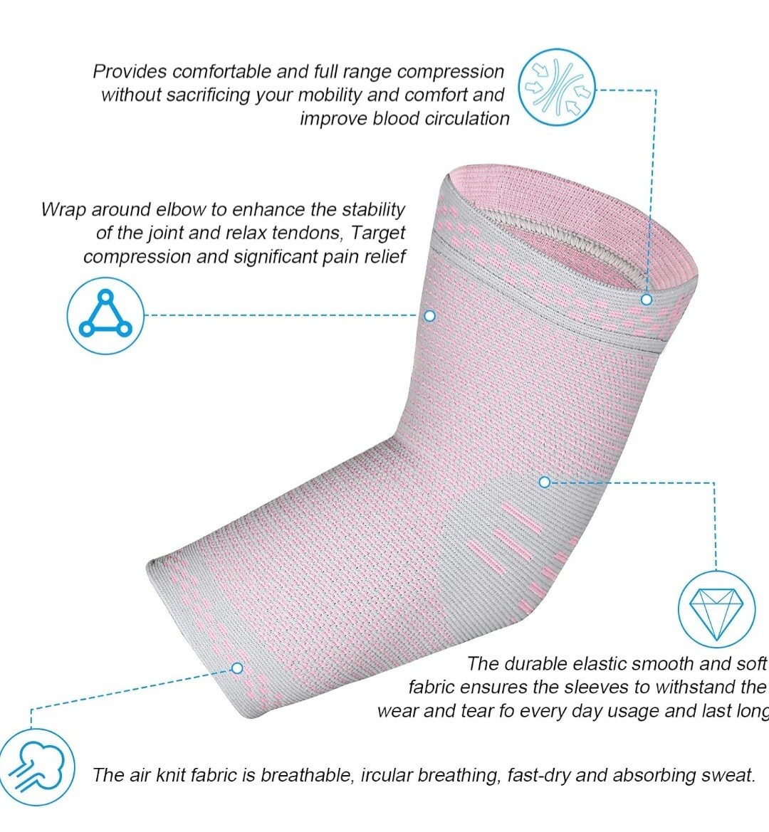 Neemca Professional Elbow Compression Brace Extra Large Women’s Pink/Gray