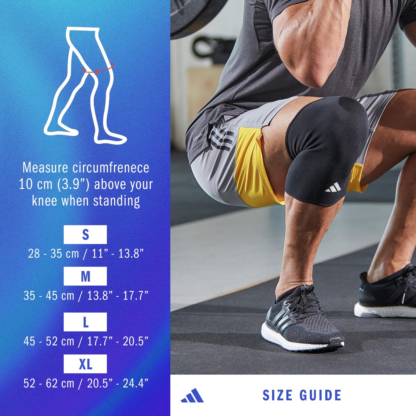 adidas Knee Support Sleeve – for Support, Large, Black (Large)