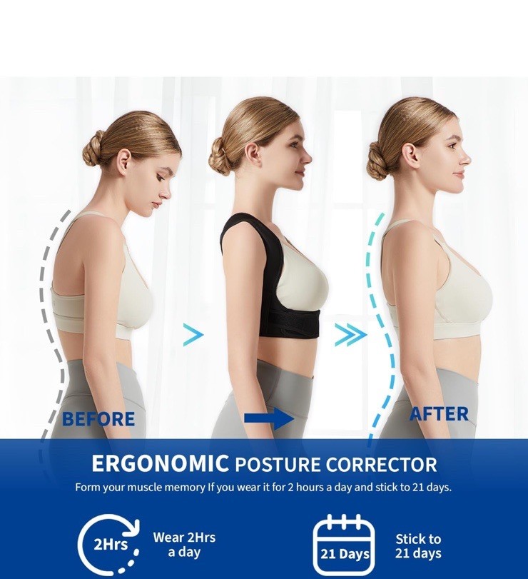 JMPose Posture Corrector Adjustable Upper Back Brace Women Small