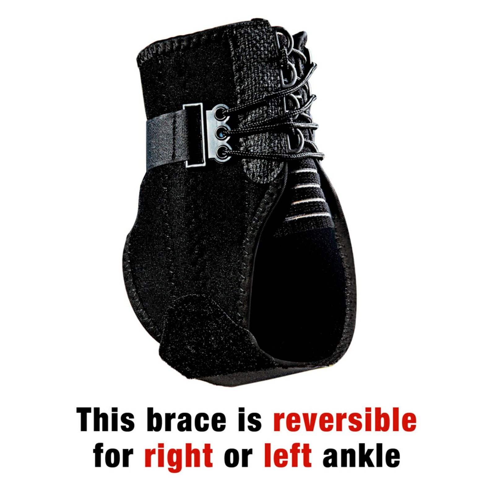 Ankle Brace with Side Stabilizers, Adjustable, Black, 1/Pack