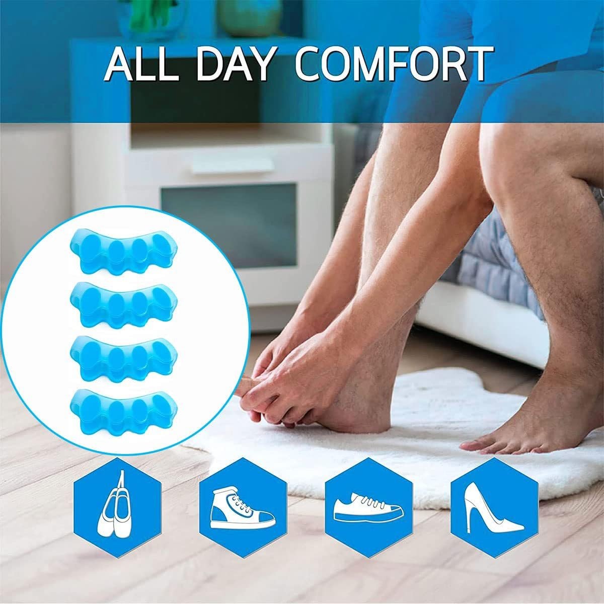 2 silicone toe spreaders for all toes hallux valgus hammer toes overlapping toes