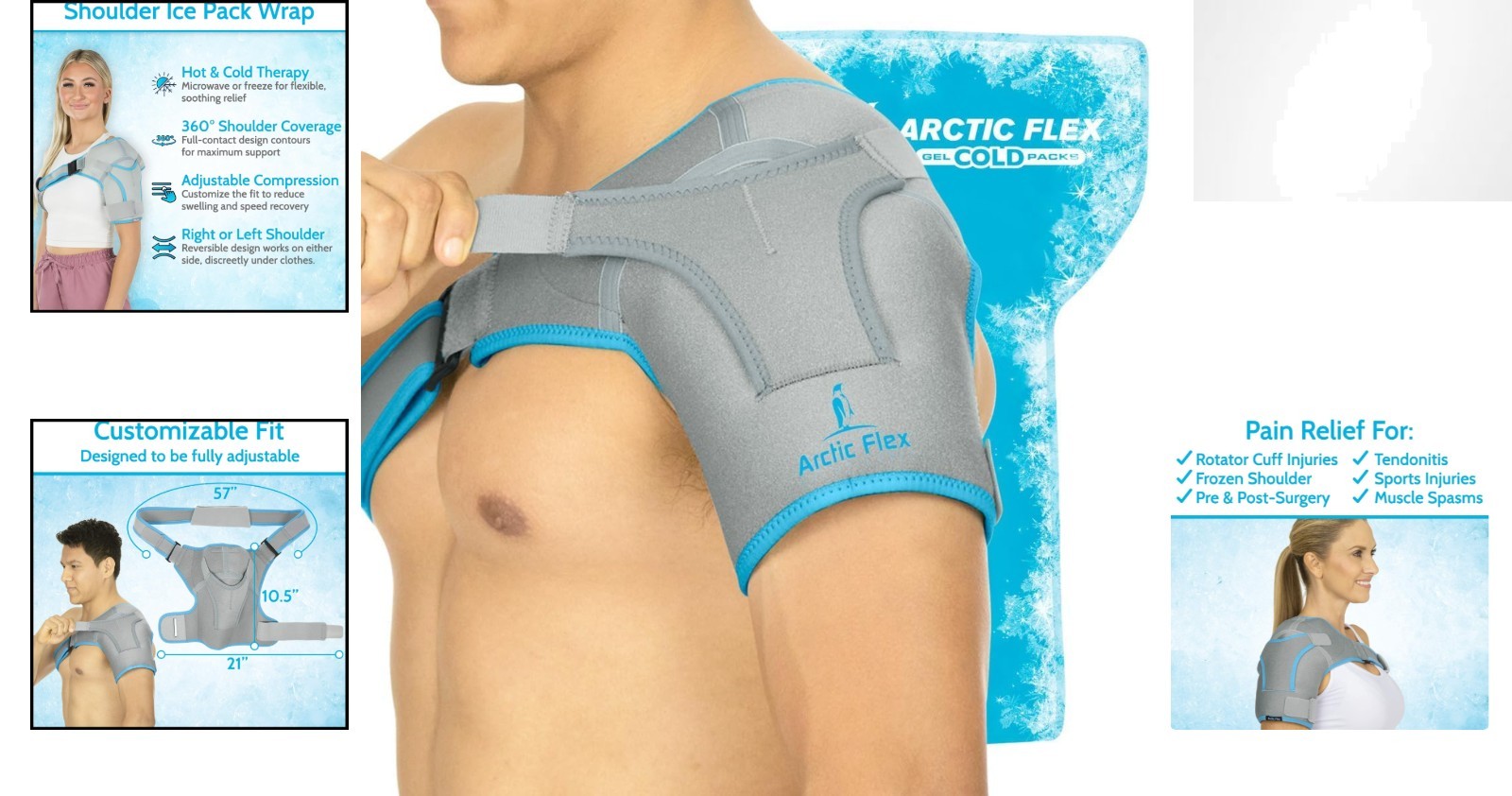 Adjustable Shoulder Ice Pack Brace – Gel Compression Support for All Injuries