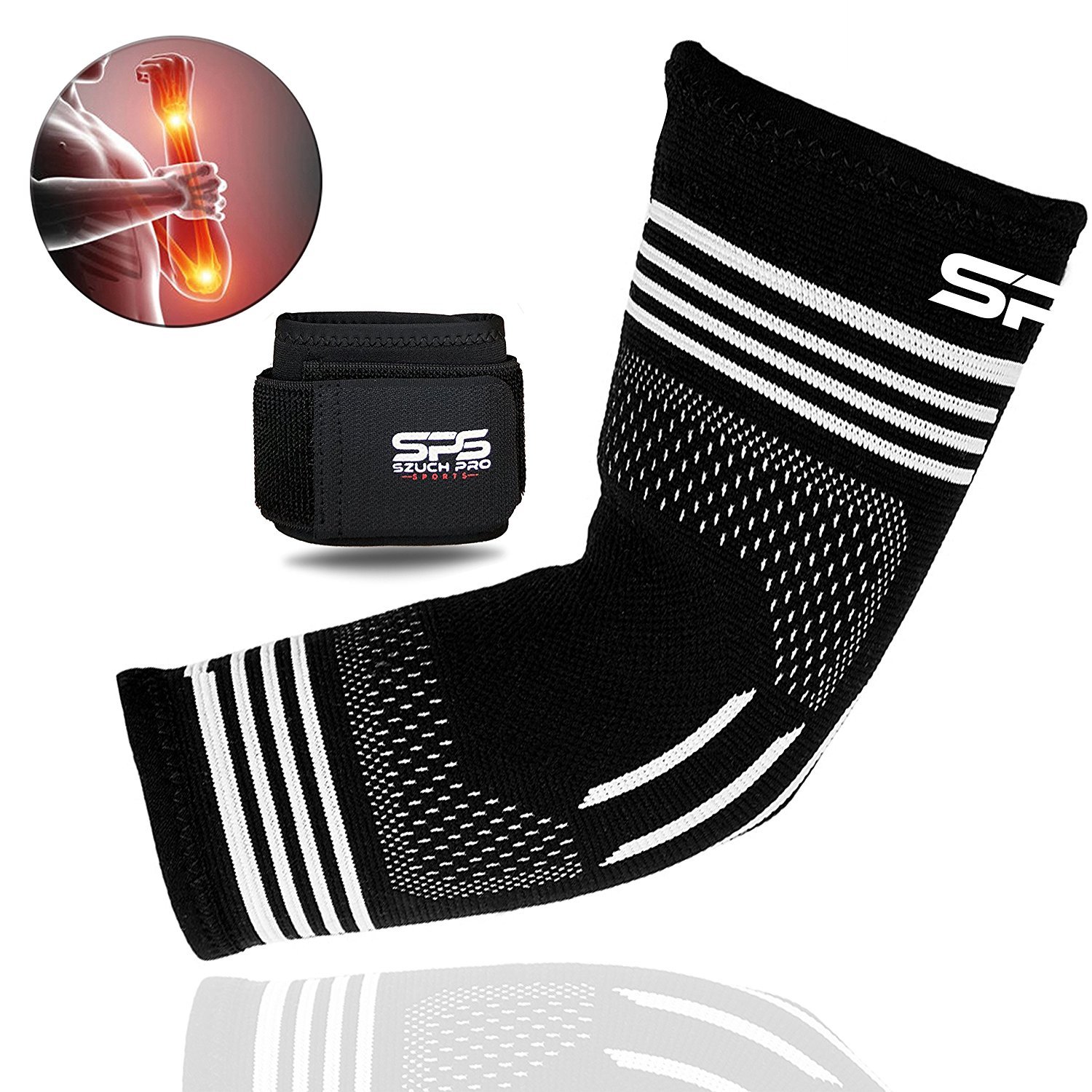 Szuch Pro Tendonitis Elbow Sleeve Compression Support + Adjustable Wrist (S-XL)