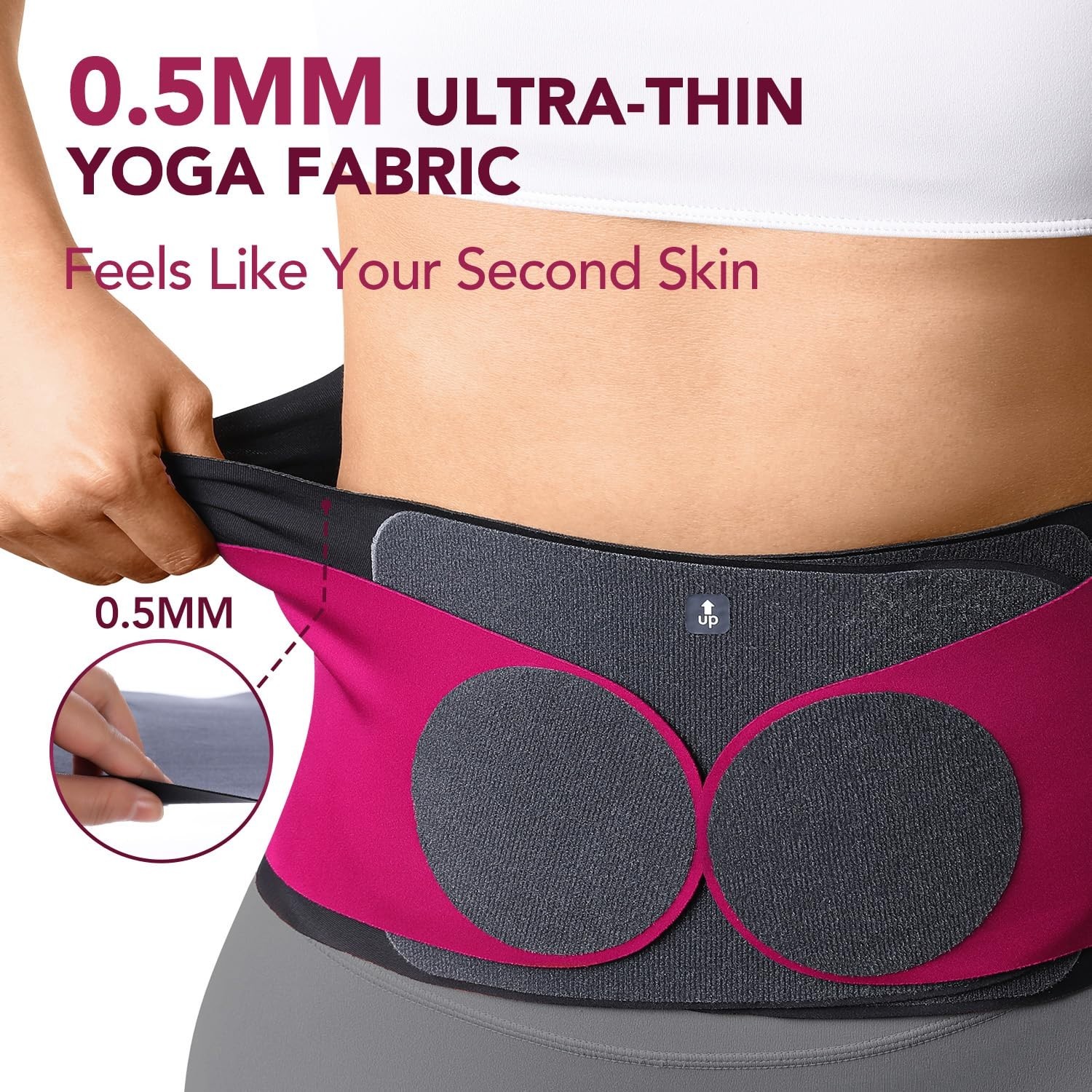 Ultra Thin 0.5mm Back Brace for Men & Women, Seamless Yoga Fabric, Lumbar Suppor