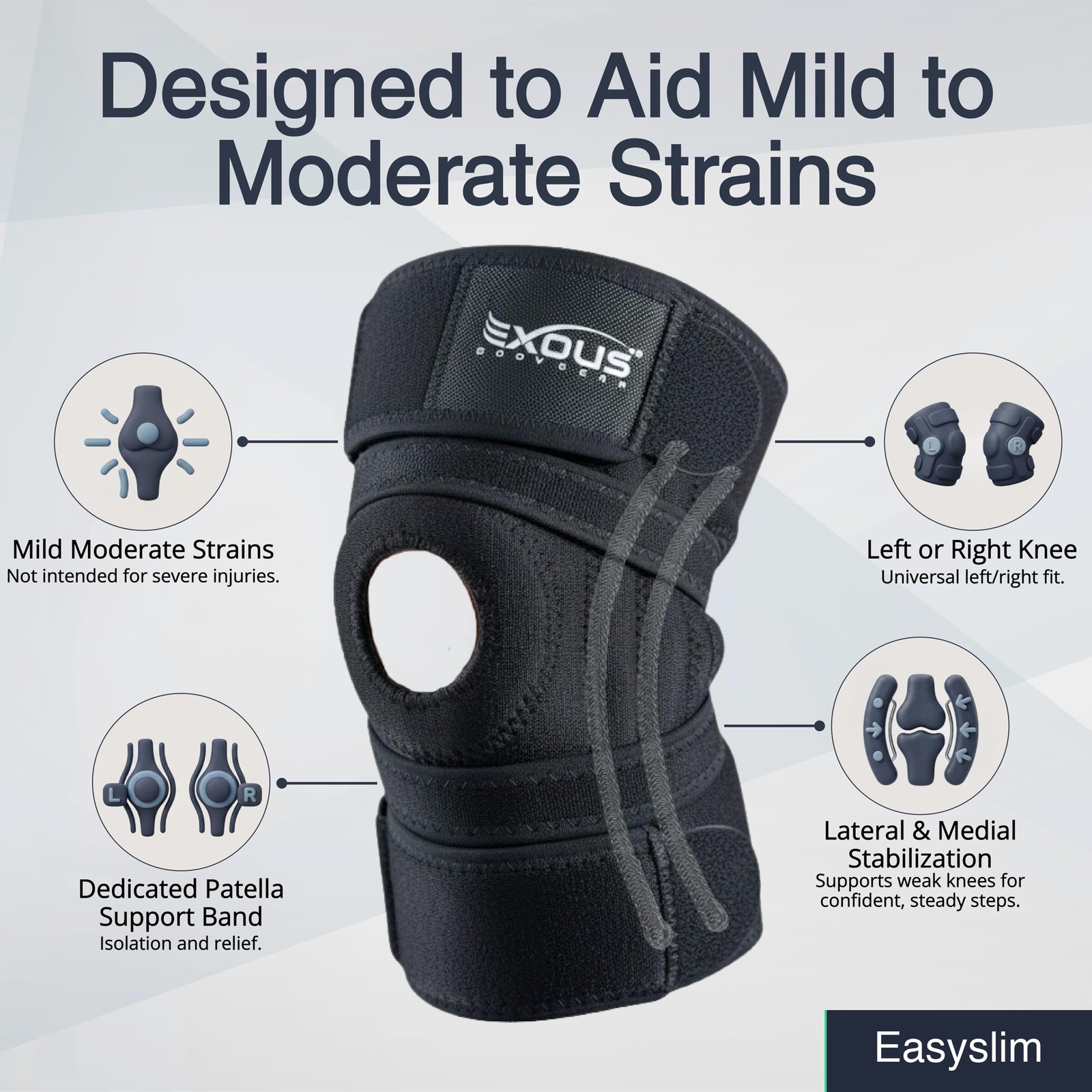 4-Way Adjustable Knee Brace Wraparound Neoprene Stabilizer Support
